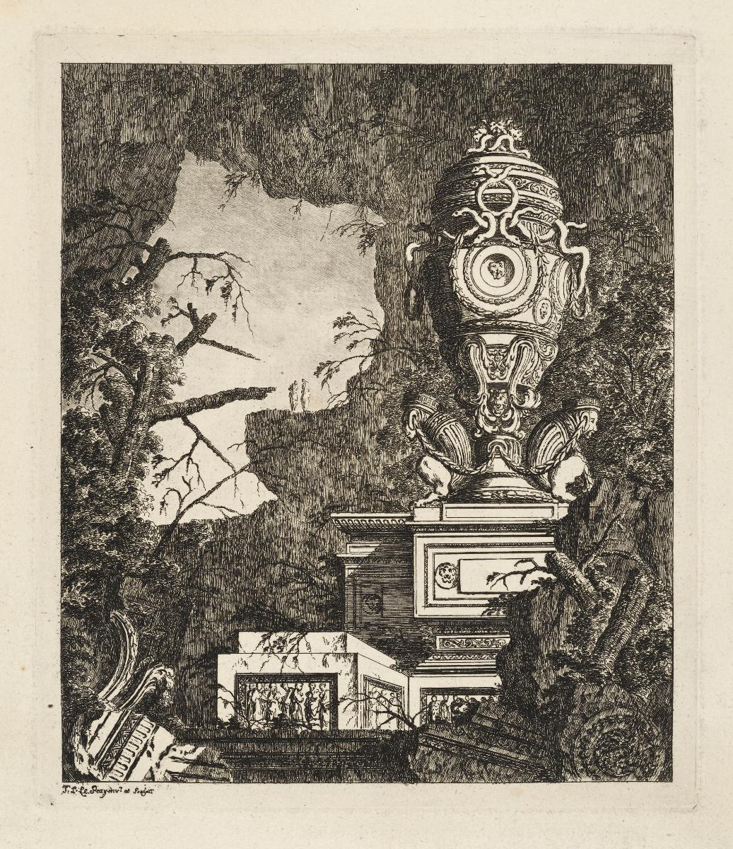 Landschaft mit prunkvoller Vase