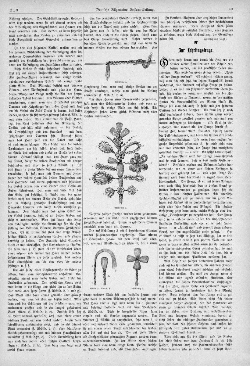 Deutsche Allgemeine Friseur-Zeitung: Haarblumen- und Haarketten-Arbeiten