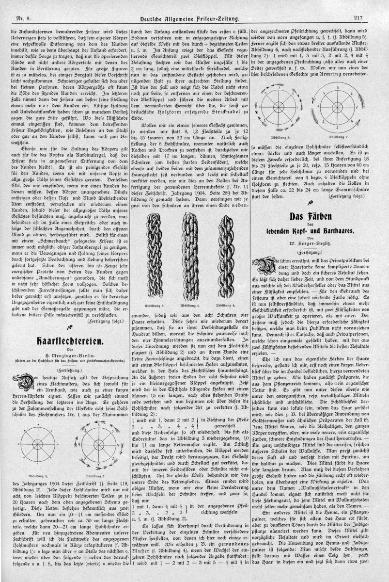Deutsche Allgemeine Friseur-Zeitung: Haarflechtereien: Armband und kurze Herren-Uhrketten