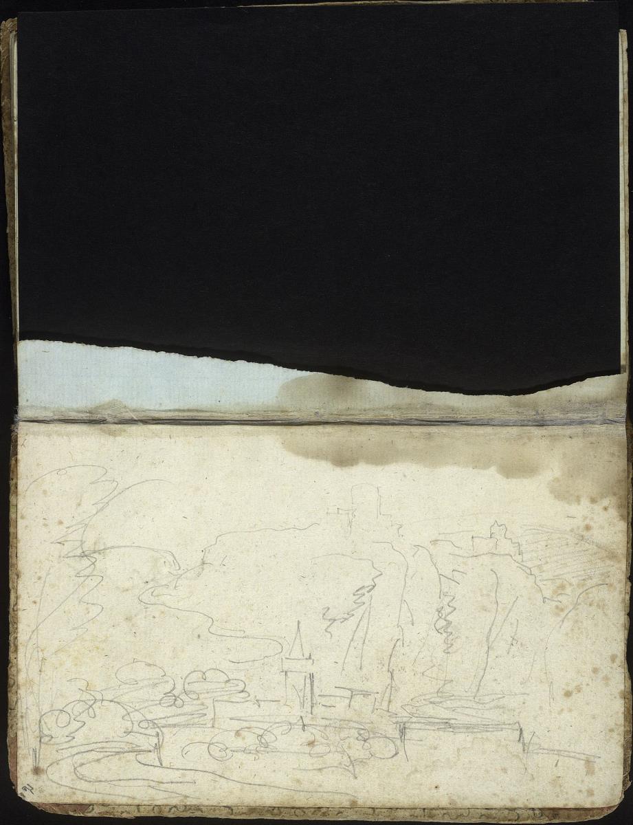 Bergige Landschaft mit Gebäuden