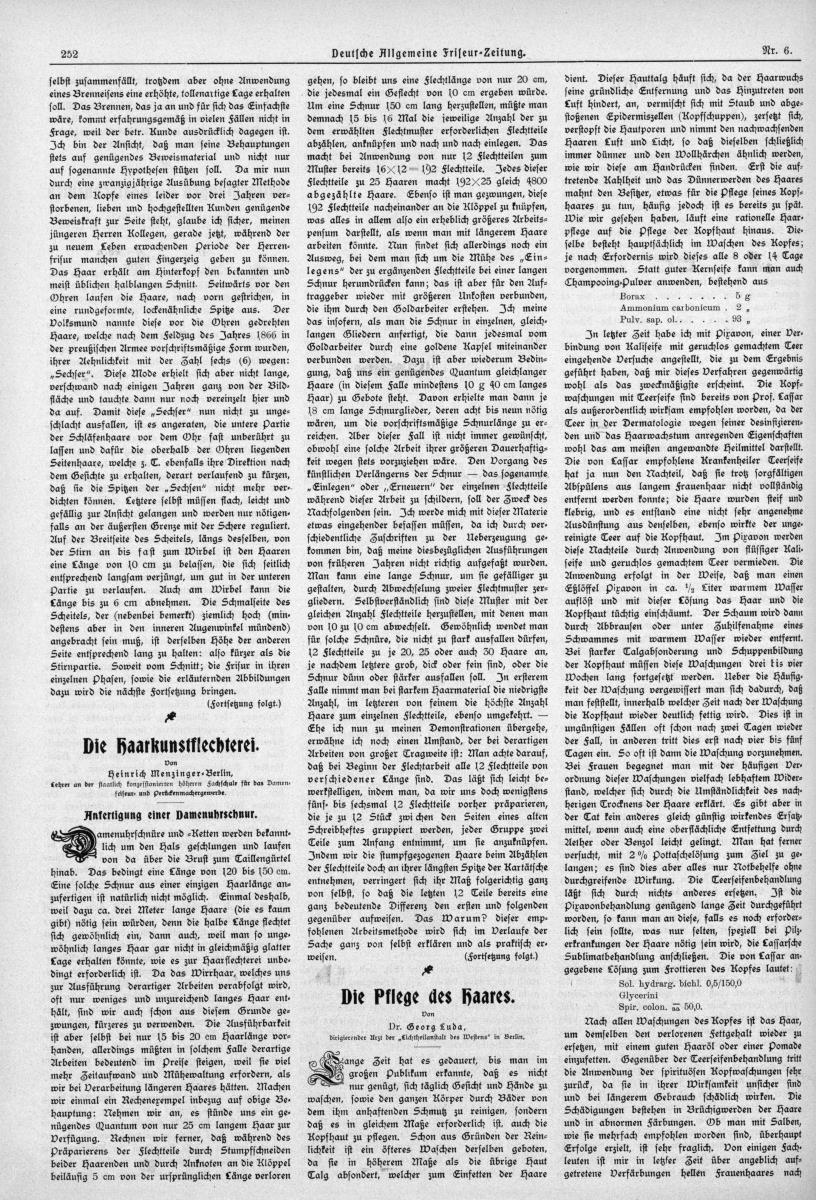 Deutsche Allgemeine Friseur-Zeitung: Die Haarkunstflechterei: Damenuhrschnur