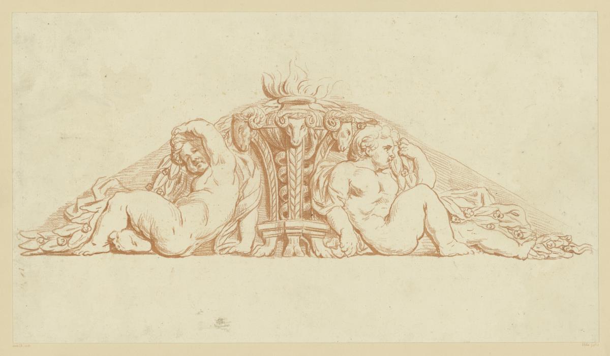 Giebelfüllung mit zwei Figuren