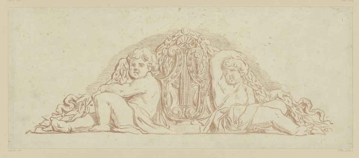 Giebelfüllung mit Figuren, lagernd