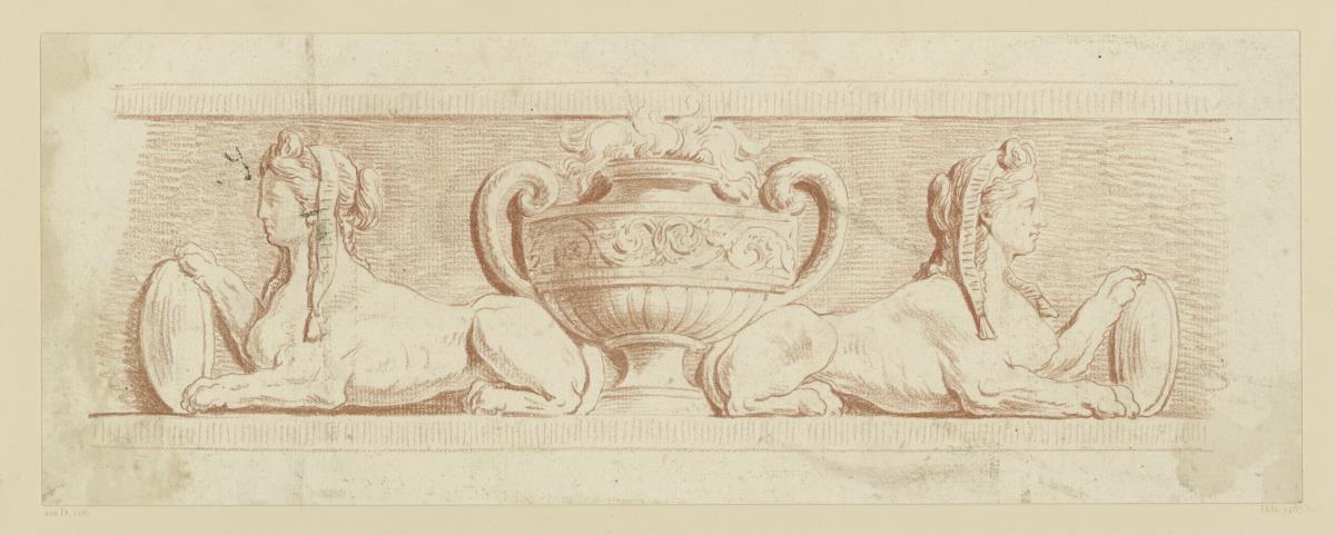 Zwei Friesmotive mit Sphinxen und Vase