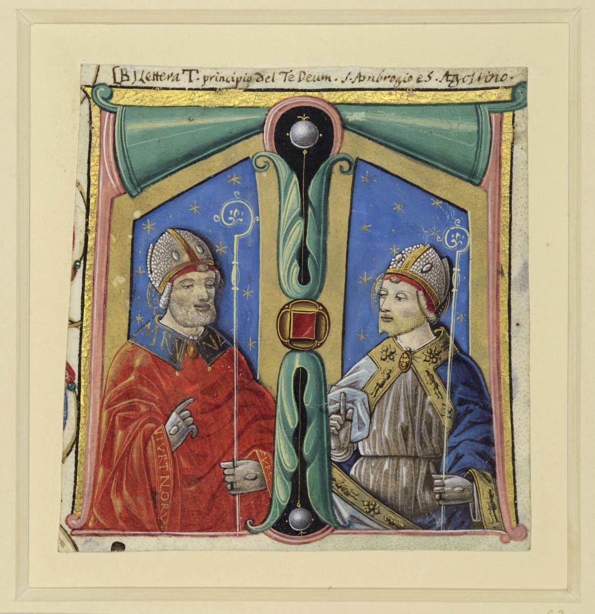 Initiale T mit den hl. Ambrosinus und Augustinus