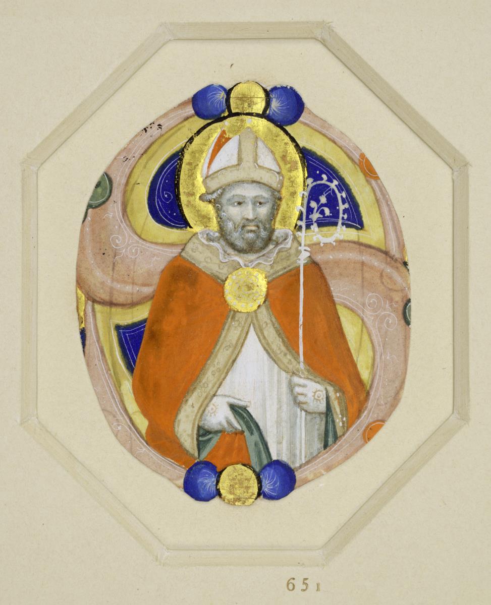 Initiale S mit Halbfigur des hl. Savinus