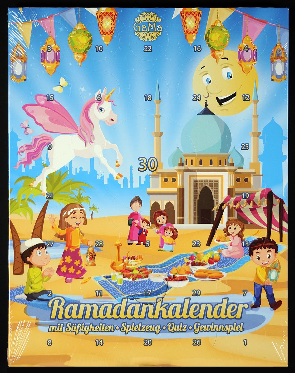 Ramadankalender mit Süßigkeiten Spielzeug Quiz Gewinnspiel.