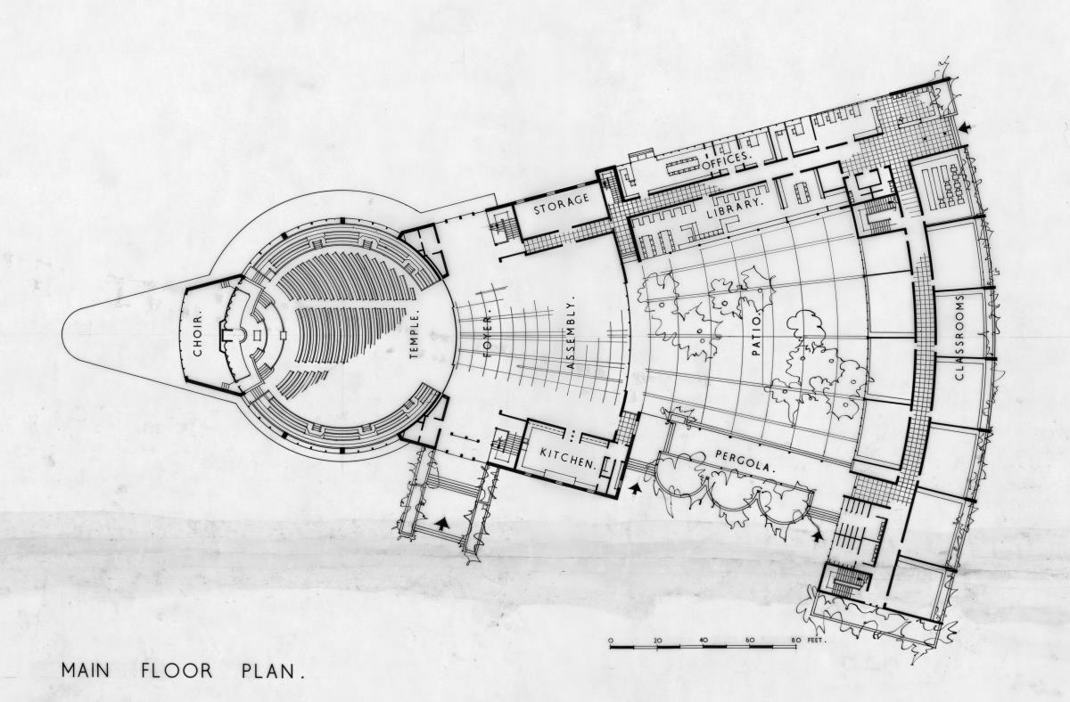 Park Synagoge in Cleveland, Ohio - Floor Plan (Grundriss)