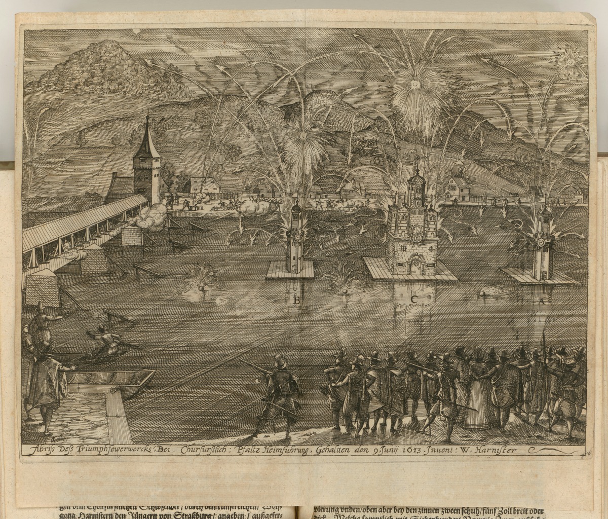Feuerwerk zur Hochzeit von Kurfürst Friedrich V. von der Pfalz und Elisabeth Stuart in Heidelberg 1613