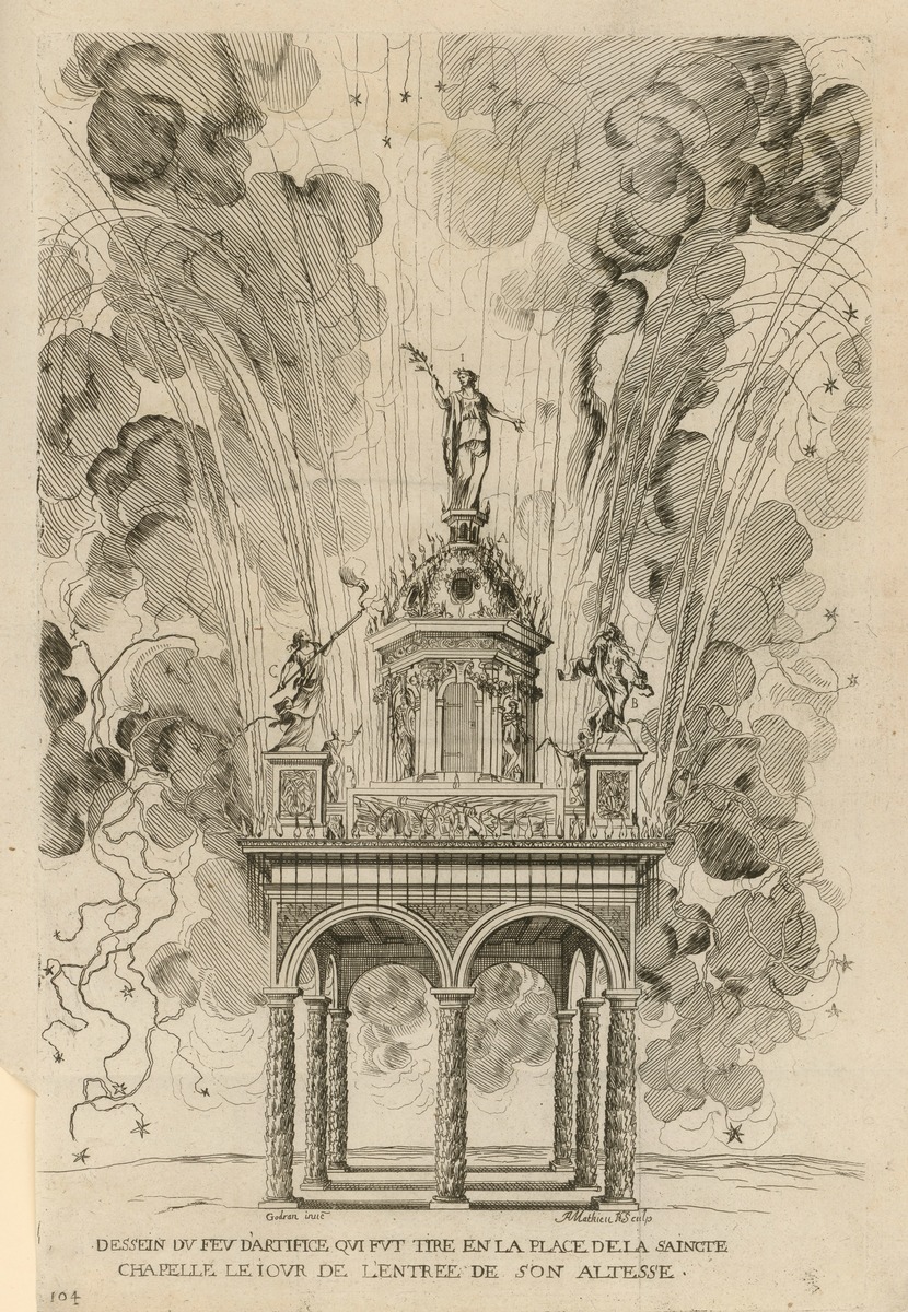 Feuerwerk zum Einzug von Herzog von Épernon in Dijon am 8. Mai 1656