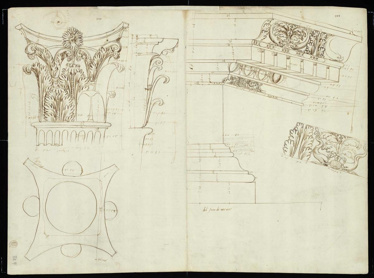 Architektonische Details des Tempels der Minerva im Forum des Nerva