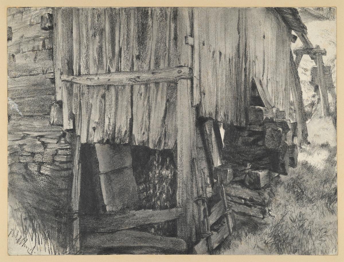 Holzverschlag um ein Mühlrad