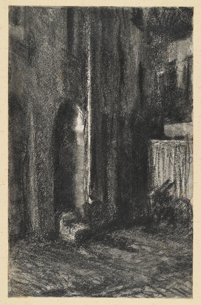 Hofecke mit Hauseinang bei Nacht