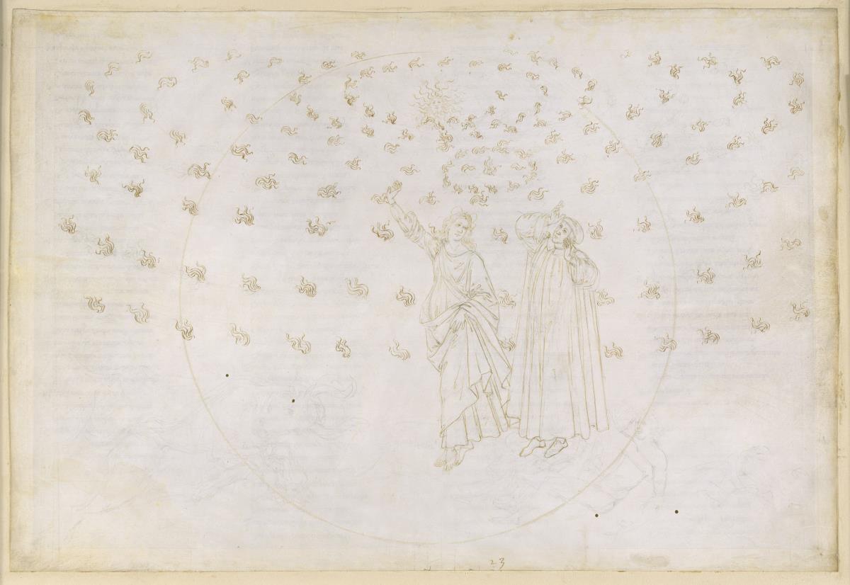 La Divina Commedia, Paradiso XXIII. Achte Sphäre (Fixsternhimmel): Vision vom Triumph Christi; Dante sieht Beatrice in ihrer wahren Gestalt; Der Marienreigen und die zwölf Apostel