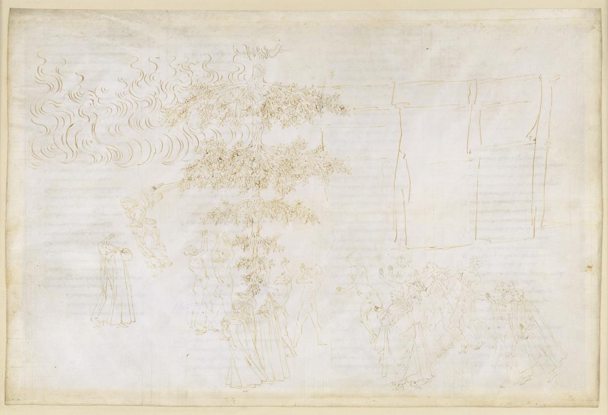 La Divina Commedia, Purgatorio XXIV. Sechster Ring des Purgatoriums: Buße der Schlemmer; Gespräche mit Forese Donati und Bonagiunta Orbicciani; Der Engel am Aufstieg zum siebten Ring