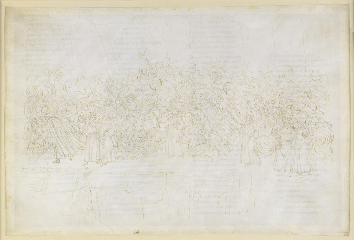La Divina Commedia, Purgatorio XXVI. Siebter Ring des Purgatoriums: Buße der Wollüstigen; Gespräch Dantes mit Guido Guinizelli