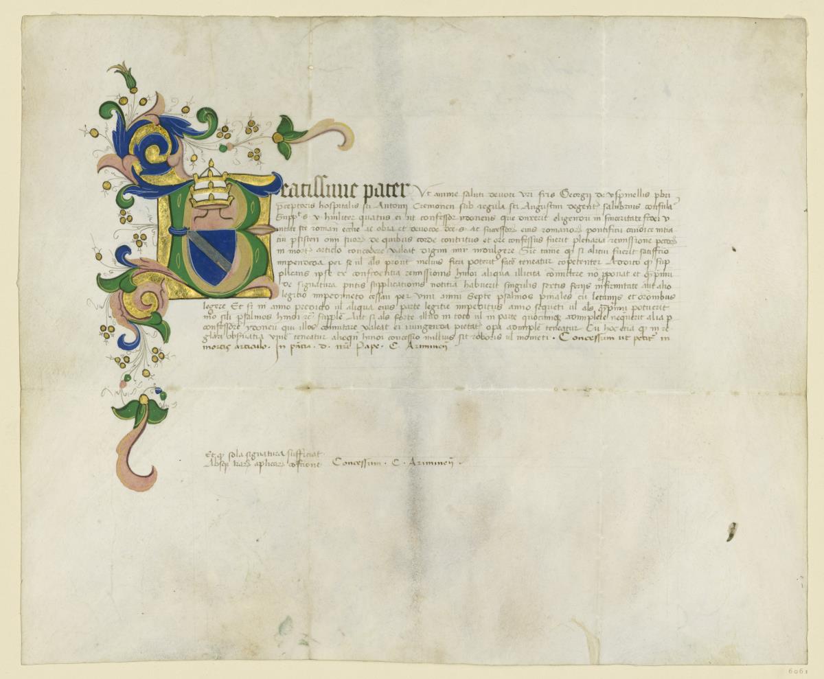 Bittschrift des Giorgio de Uspinello an Papst Eugen IV.