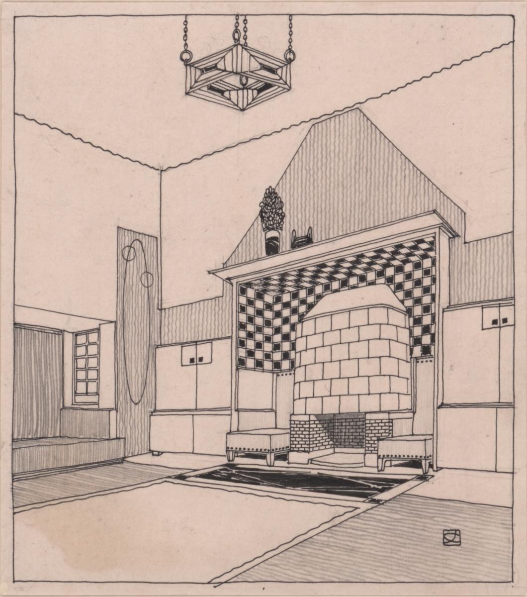 Darmstadt, Entwurfsvariante zur Halle des Olbrich Hauses, Perspektive