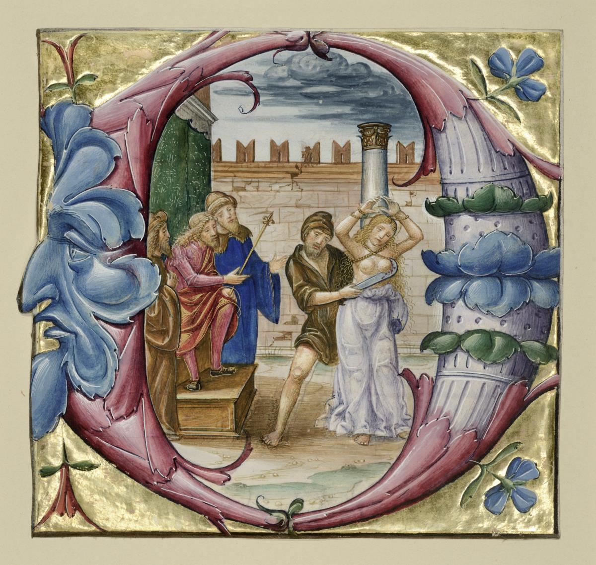 Initiale D mit Martyrium der hl. Agathe