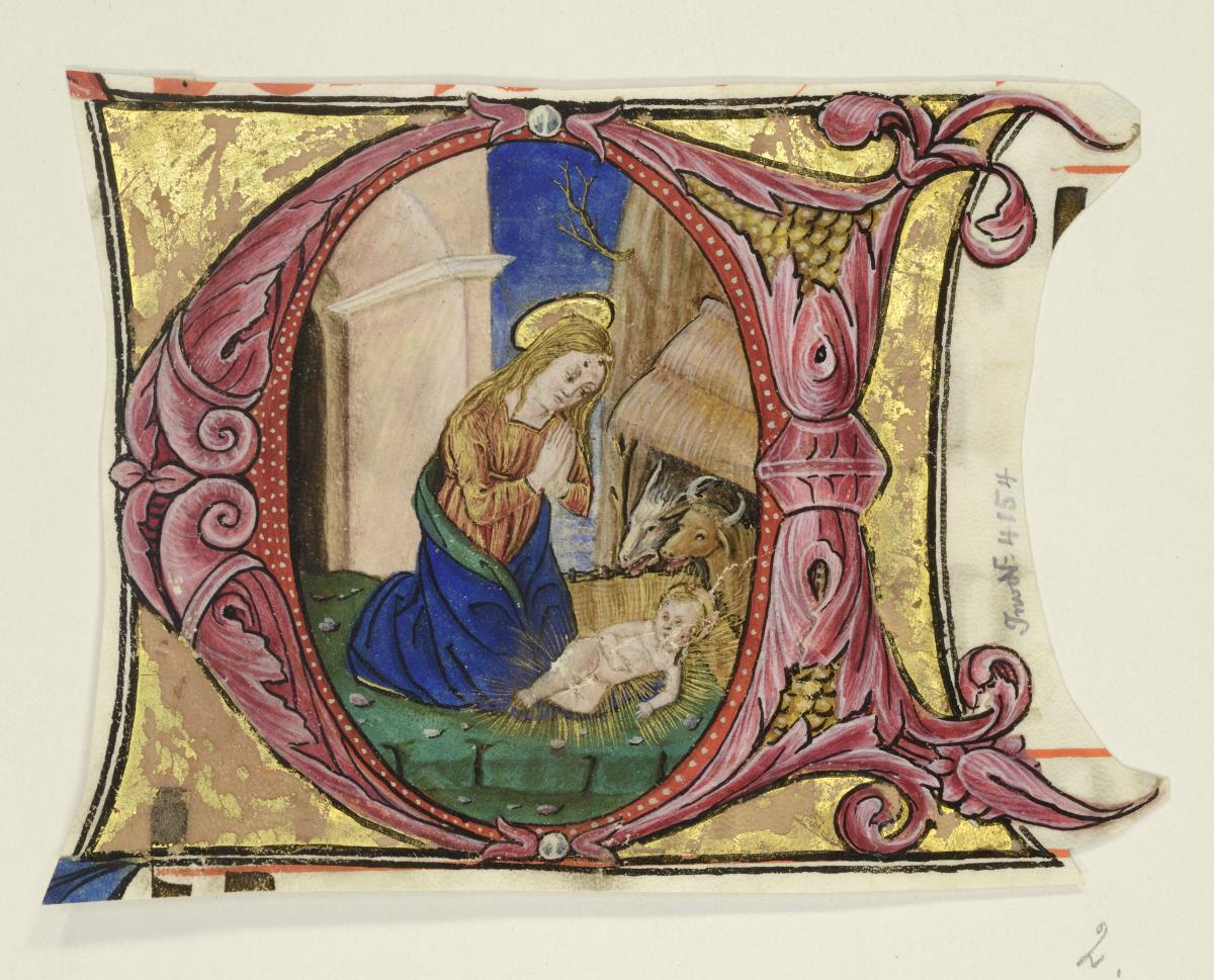 Initiale C mit der Geburt Christi