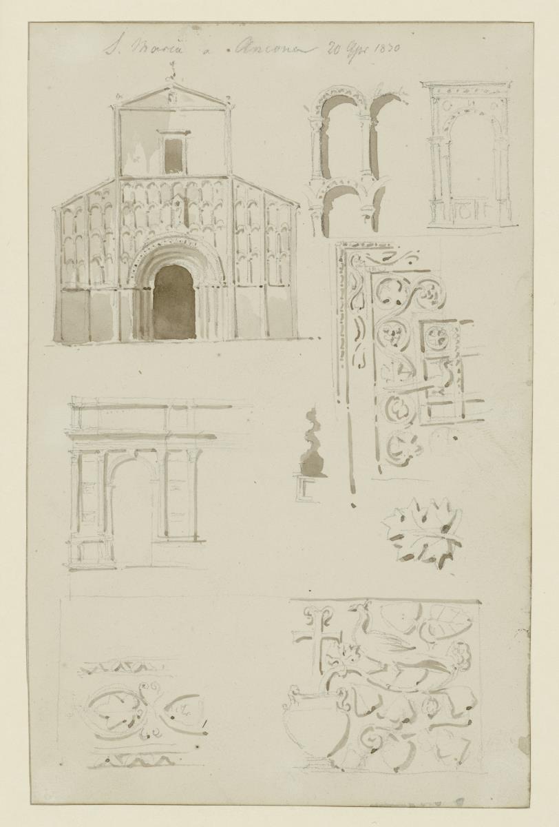 Ancona, Fassade von S. Maria della Piazza, acht Architekturdetails