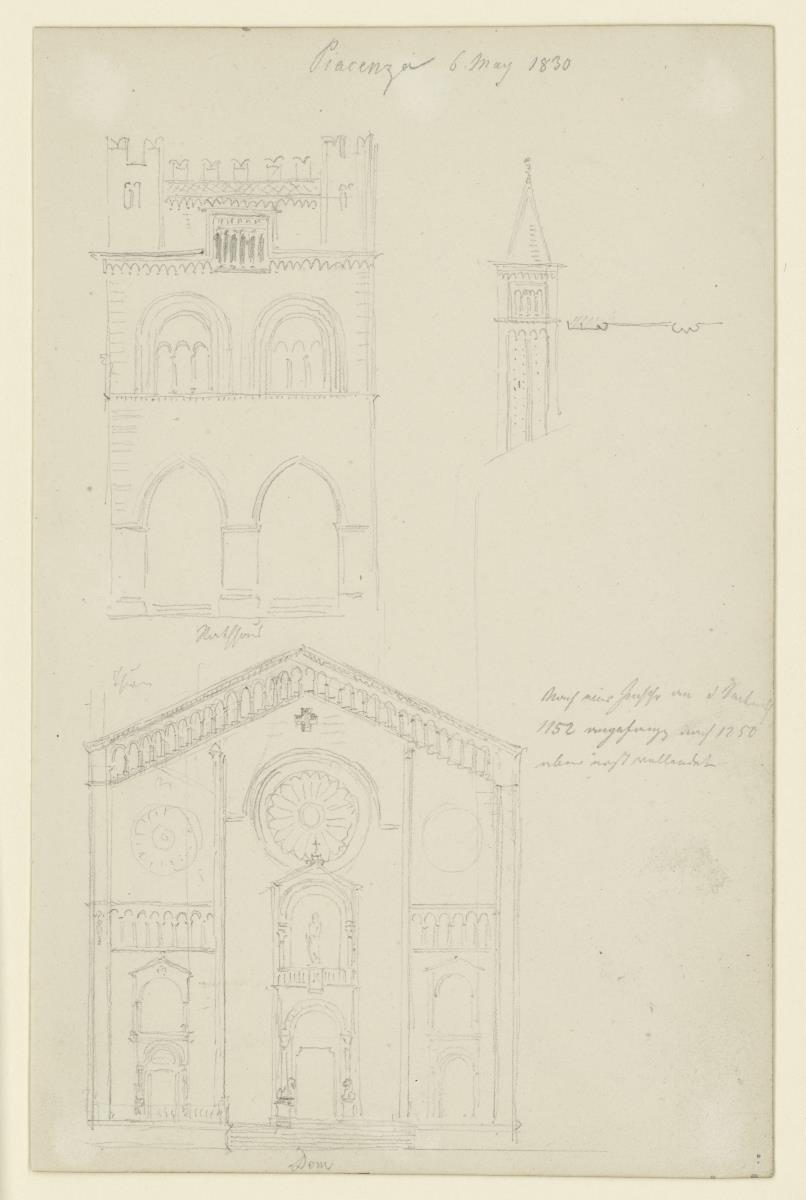 Piacenza, Seitenfassdae des Palazzo del Cumune, Domfassade