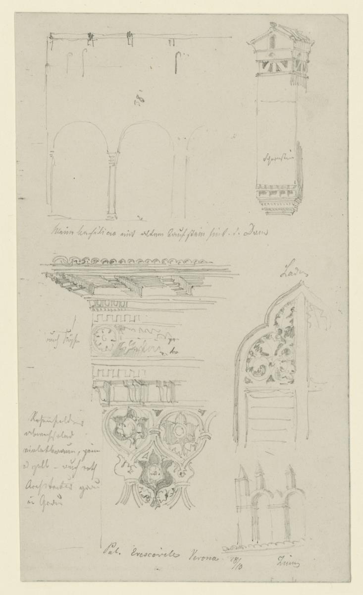 Verona, Archtekturdetails des Palazzo  Vescovado