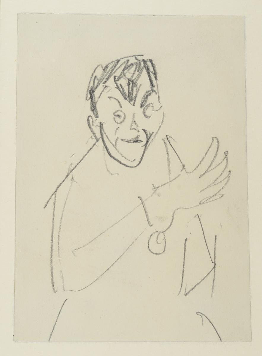 Männliches Halbbildnis mit aufgerissenen Augen
