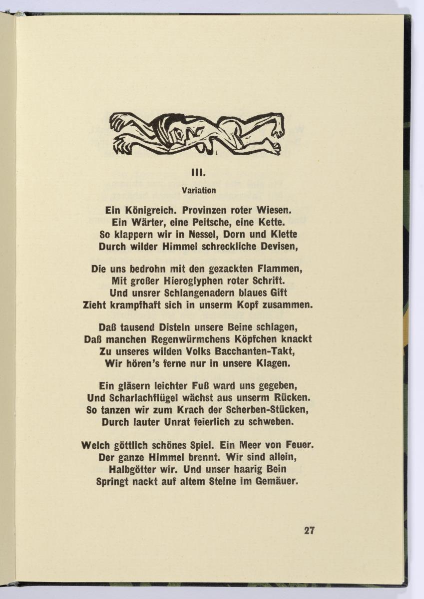 "Liegende (Die Irren III)". Georg Heym, Umbra Vitae, München 1924, S. 27.