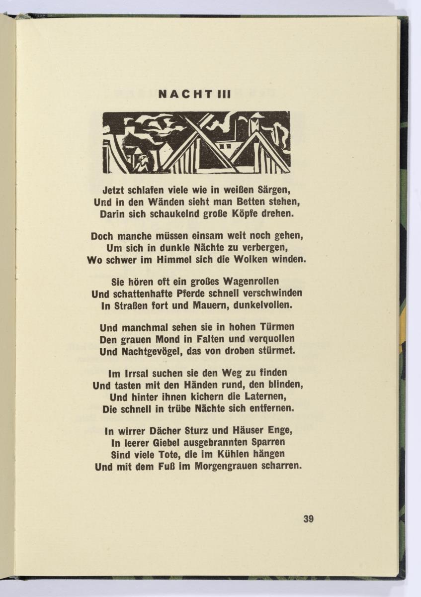 "Nacht III". Georg Heym, Umbra Vitae, München 1924, S. 39.