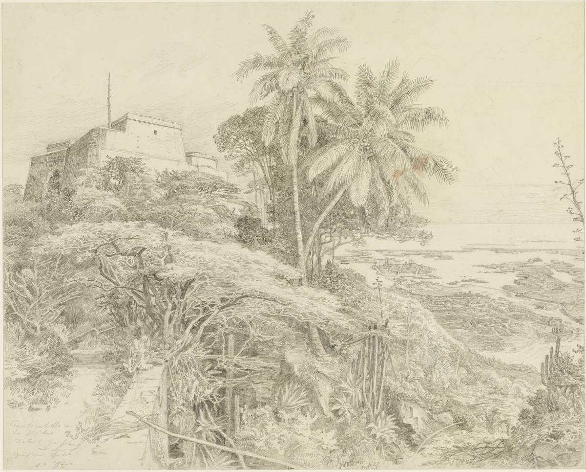 Blick auf Puerto Cabello. Detailzeichnung zu einem größeren Gemälde
