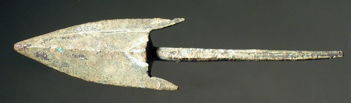 Zweiflügelige Dornpfeilspitze mit Widerhaken