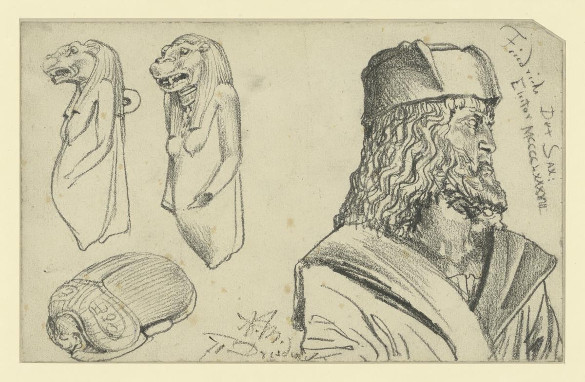 Friedrich der Weise, Skarabäus, zwei Ansichten des Amuletts der Nilpferdgöttin Theoris