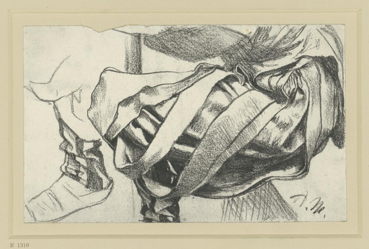 Beinstudie, geschlitzte Hose