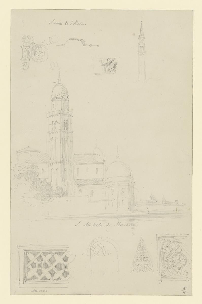 Isola di S. Michele, Ansicht von Nordosten, Archtekturornamente