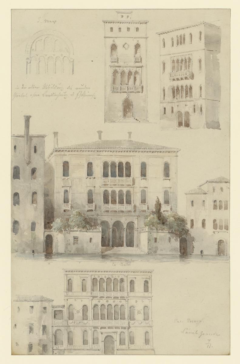 Venedig, Palazzo Balbi-Valier am Canale Grande; Palazzo Pesaro degli Orfei  auf dem Campo S. Benedetto
