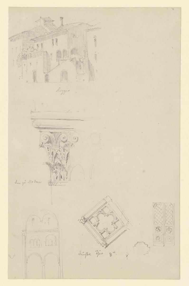 Reggio Emilia, Modena, Wohnhaus in Regio, Dom von Mondena, Wandaufriß, Kapitell