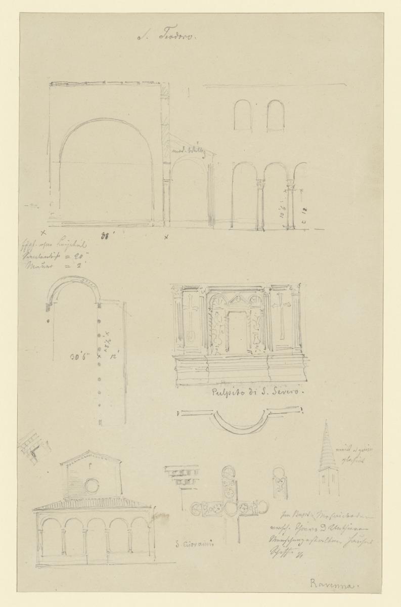 Ravenna, S. Teodoro, Pulpito di S. Severo, S. Giovanni, Aufrisse, Grundrisse, Längsschnitte