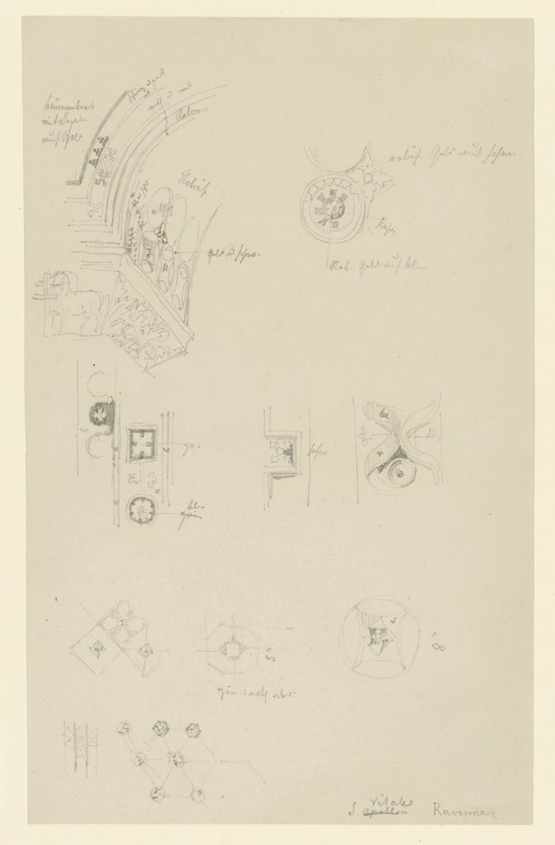Ravenna. S. Vitale, Gewölbeansatz mit Kapitell, Architekturornamente