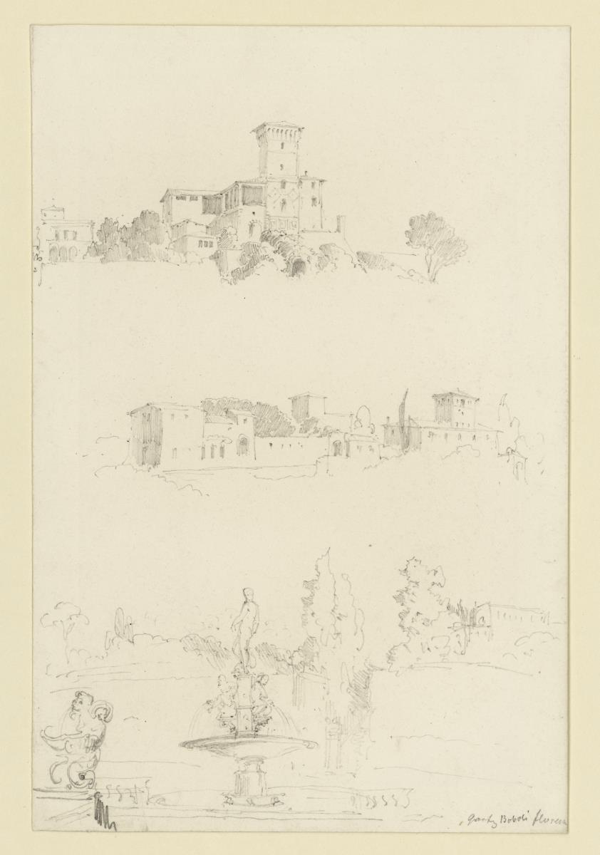Florenz, Ansicht von Villen und Treppenanlagen bei Florenz