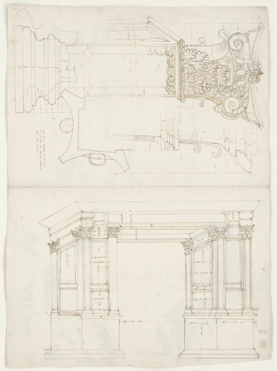 Aufriss und architektonische Details vom Triumphbogen des Septimius Severus am Forum Boarium