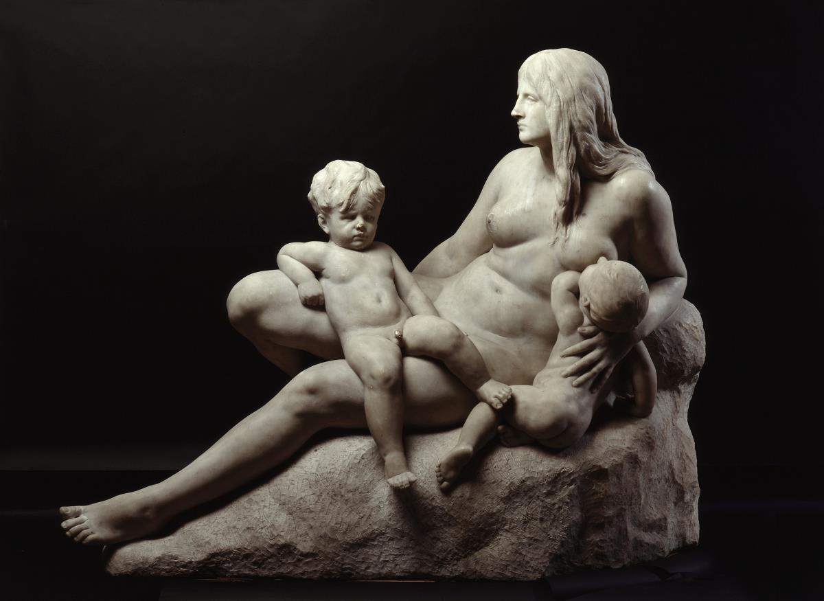 Eva mit ihren Kindern Kain und Abel