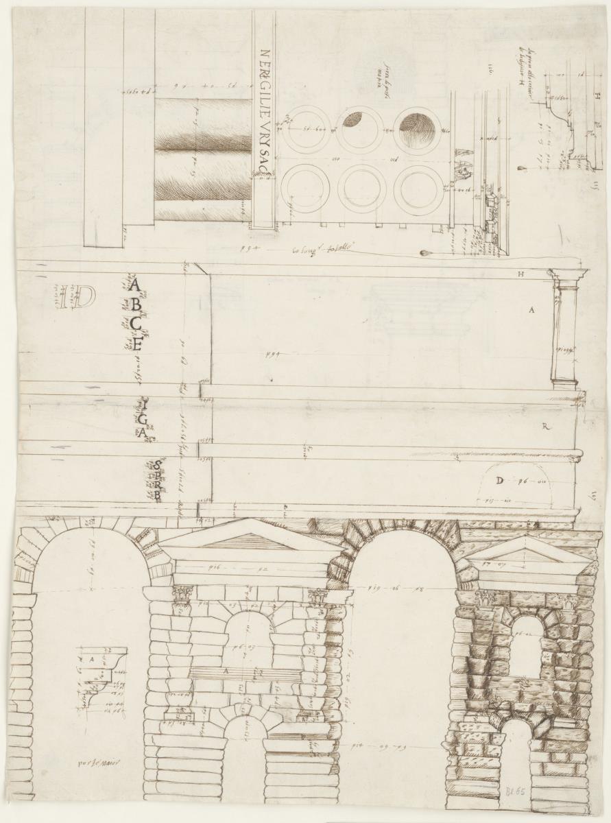 Aufriss und architektonische Details der Porta Maggiore (Aqua Claudia und Vivarium bei S. Giovanni e Paolo)
