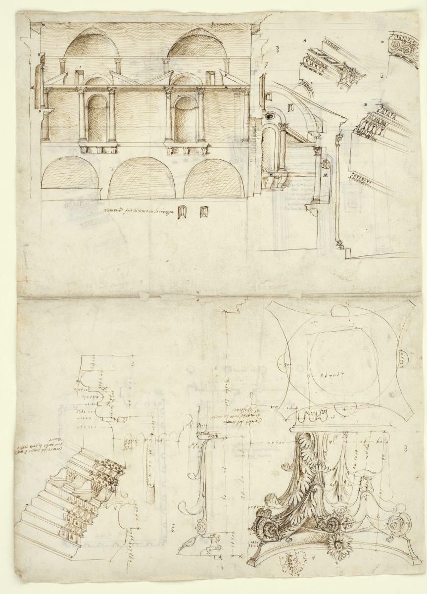 Schnitt und architektonische Details von San Urbano della Caffarella bei der Porta San Sebastiano