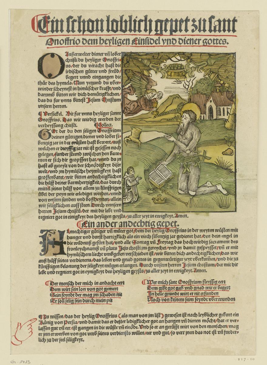 St. Onuphrius, mit Textblock