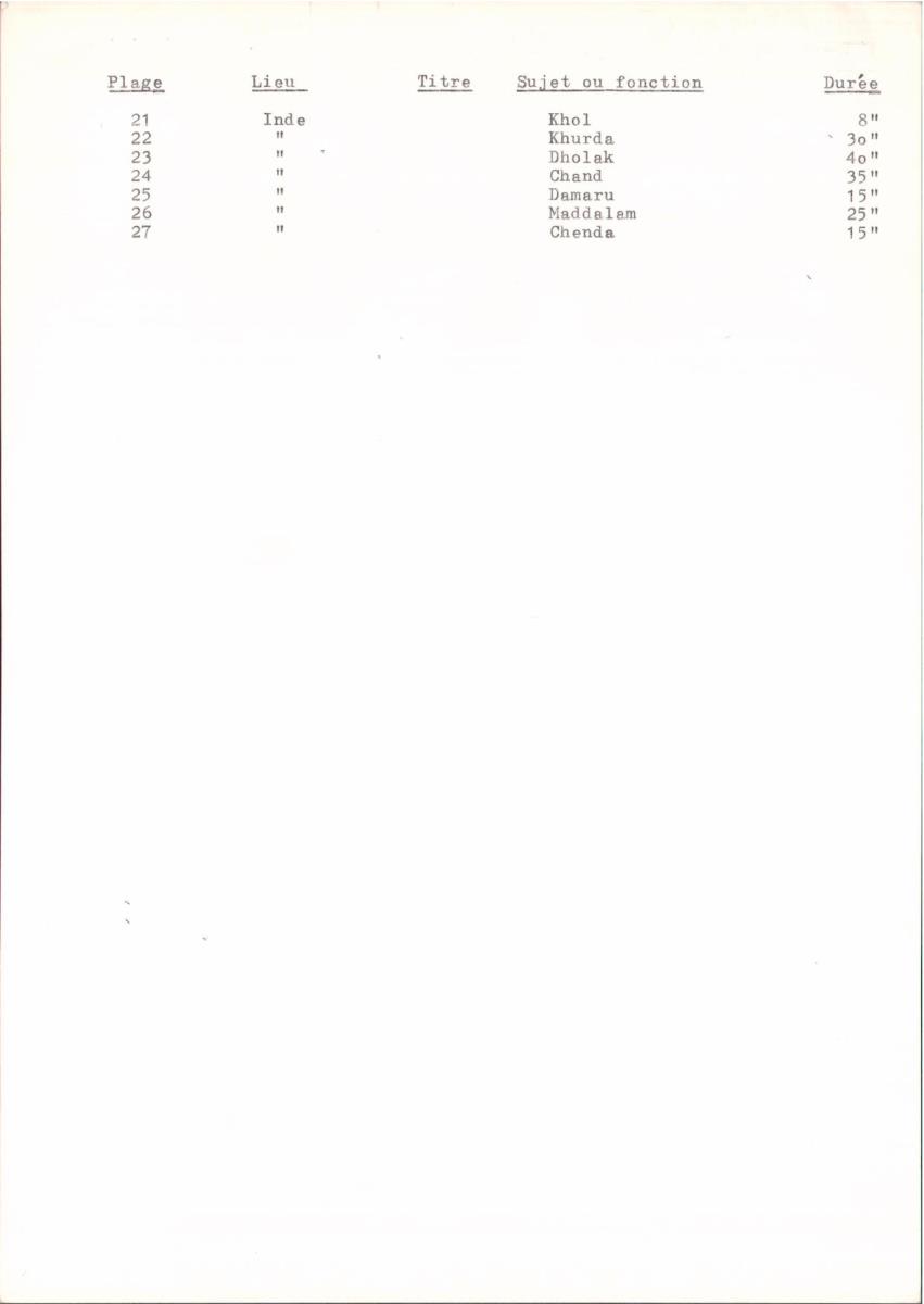 Radio Programme "Introduction à la Musique de l'Inde; 1. Les Instruments de Musique"