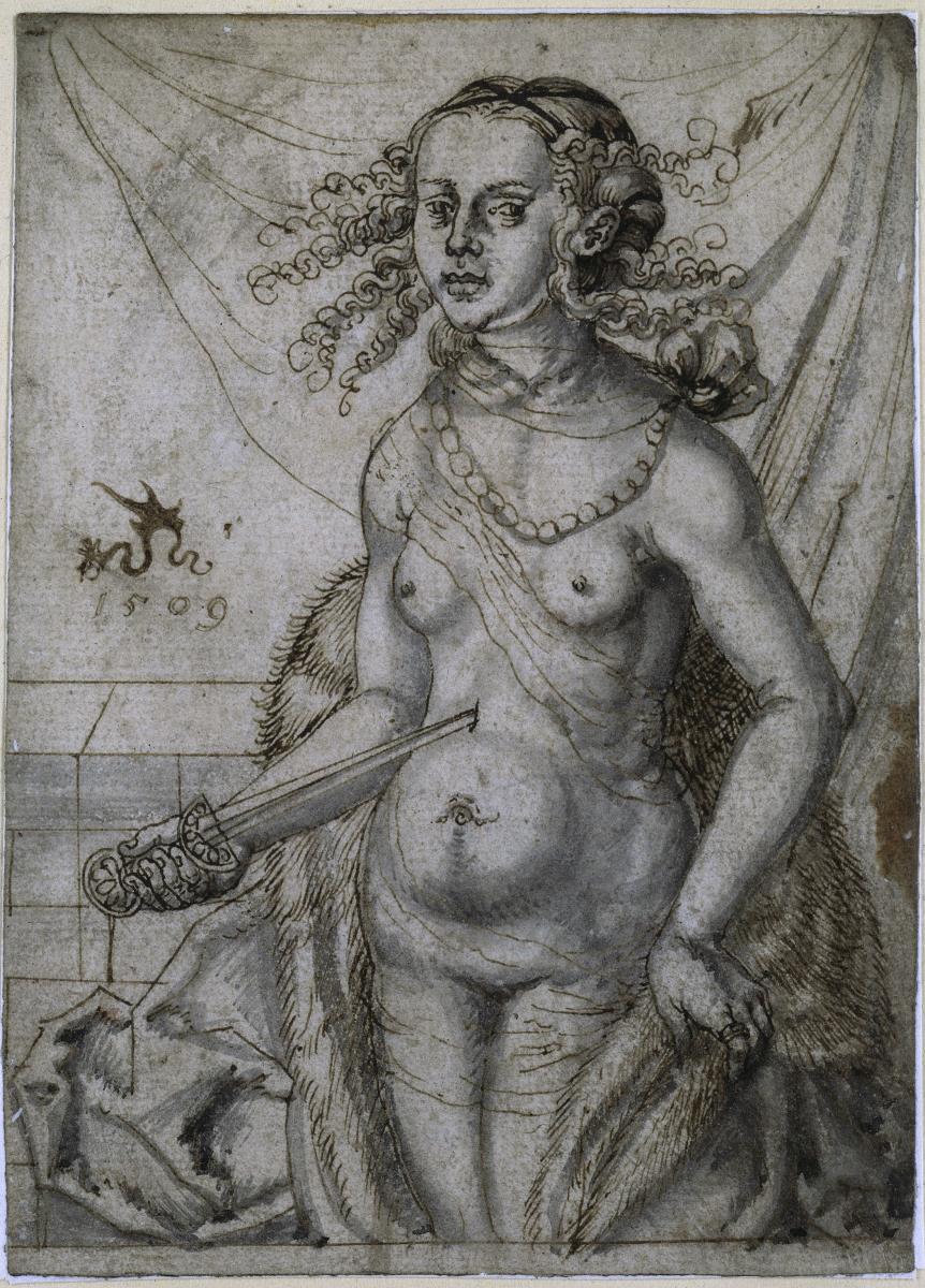 Lucretia, sich durchbohrend, nach links