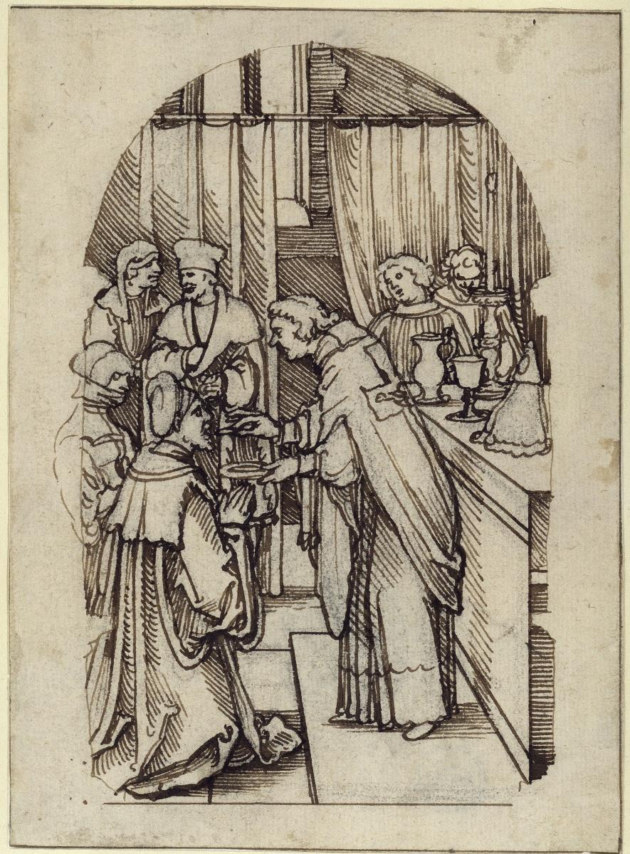 Die Kommunion. Vermutlich für das sogen. Behamische Gebetbuch des Kardinals Albrecht von Brandenburg in der Hofbibliothek zu Aschaffenburg (illuminiert von H. S. Beham und Niklas Glockendon und 1531 vollendet)