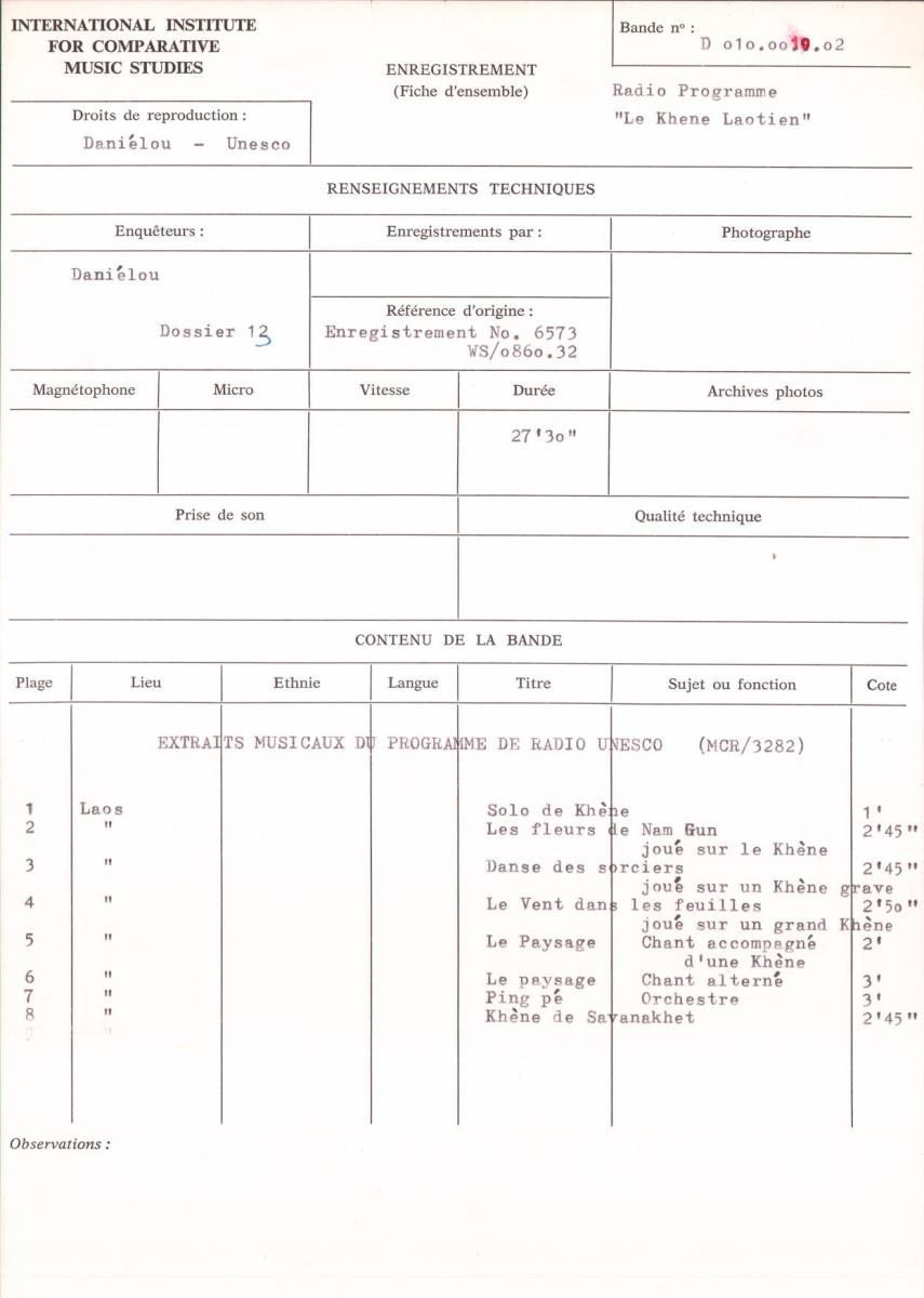 Radio Programme "Le Khène Laotien"