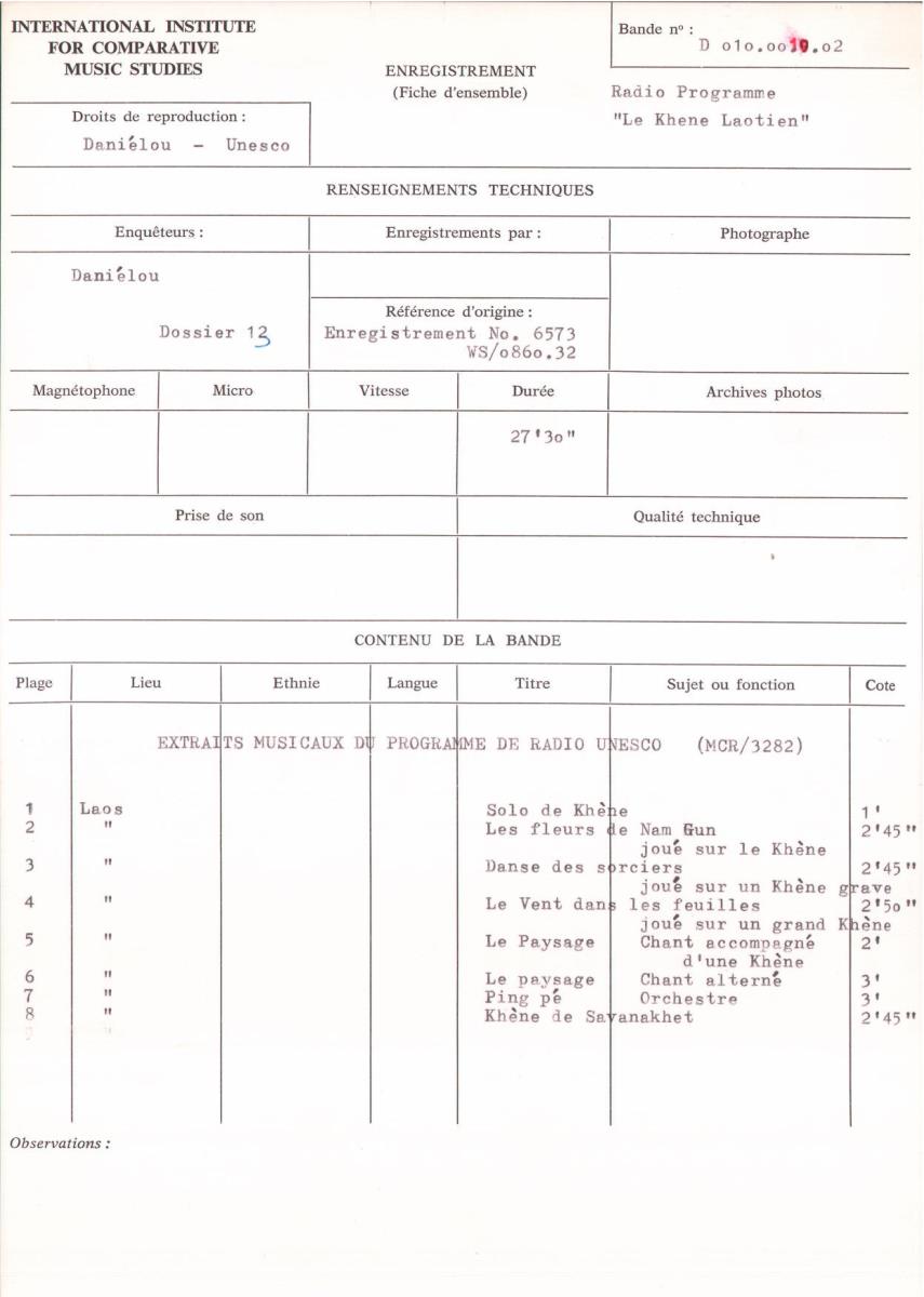 Radio Programme "Le Khène Laotien"
